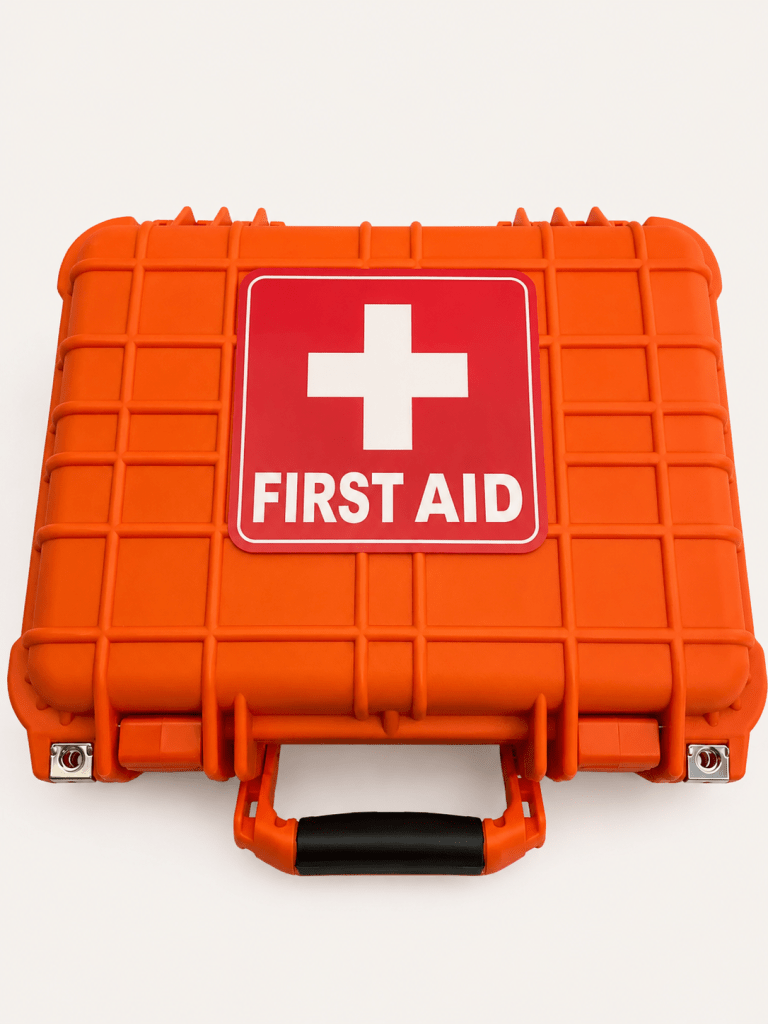 Closed Harbor Freight Apache 2800 case used as a Camping First Aid Kit